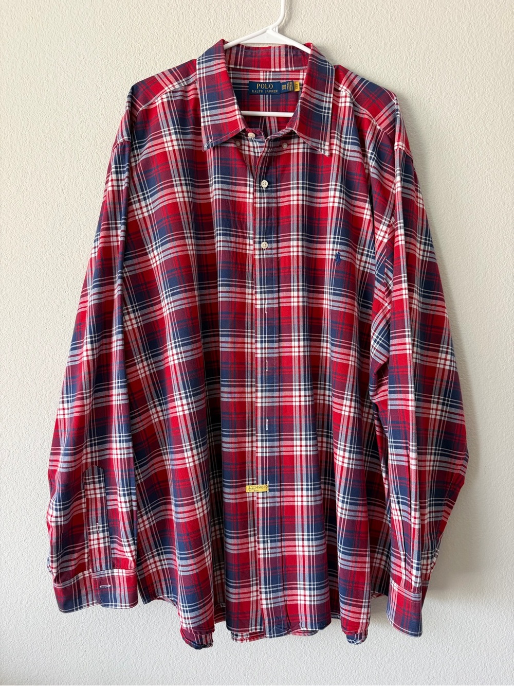 Polo Ralph Lauren Red Navy Plaid Button Down Shirt 3XB Big Classic Fit